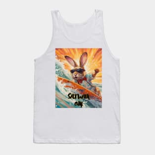 Rabbit surfing a salt water cures everything sea Tank Top